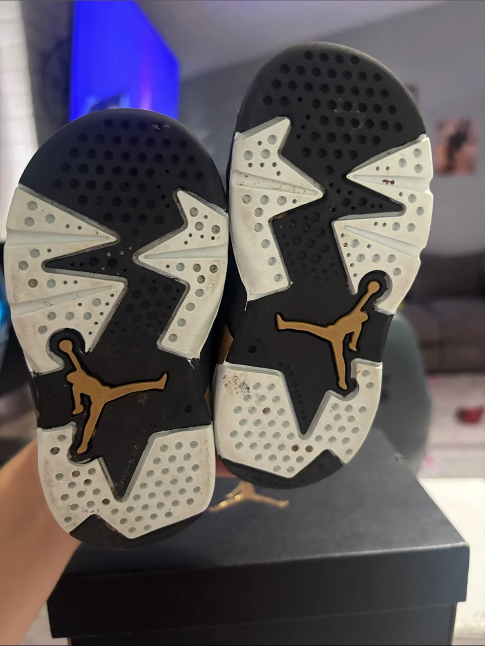 Jordan Kids Black and Gold High-Top Sneakers